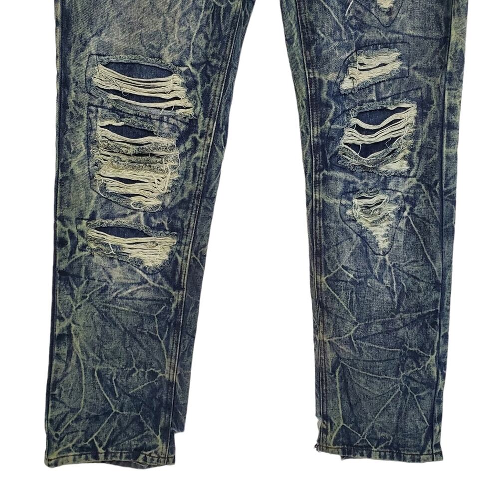 Brooklyn Xpress | 32x32 Trashed Distressed Slim Straight Leg Jeans Grunge - Picture 4 of 9